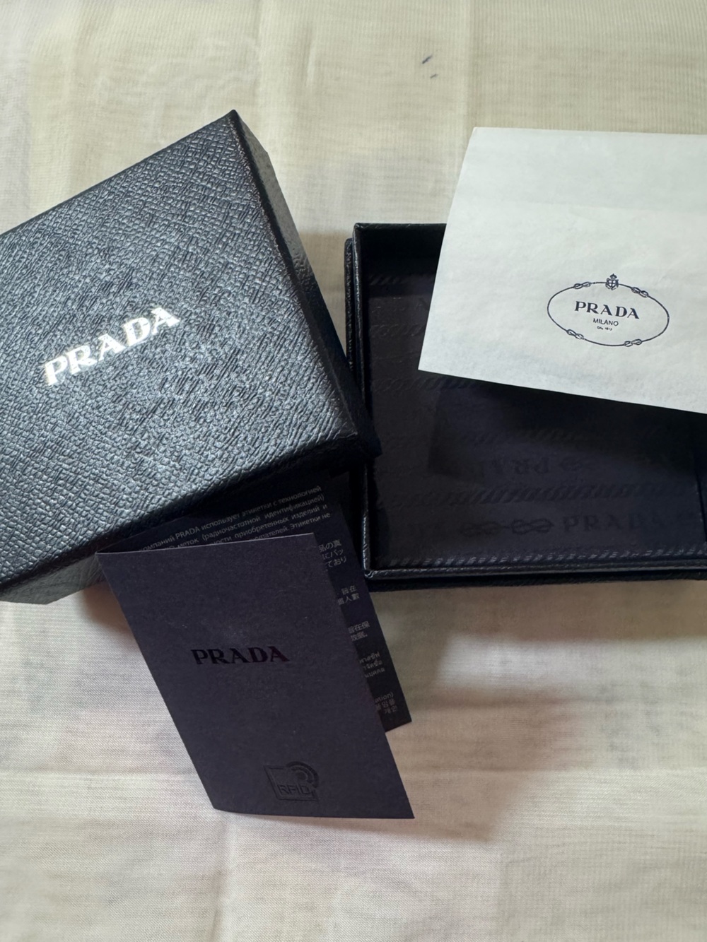 PRADA Milano 💯% Authentic Hard-box accesory Storage Box w/article card & Tissue.